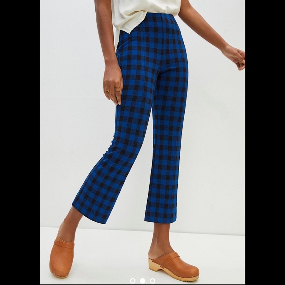 Maeve checkered crop flare pants